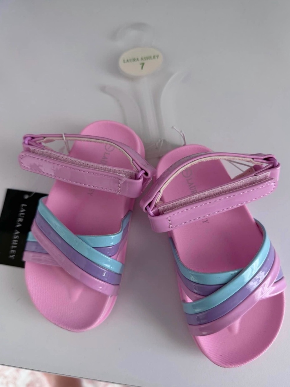 Laura Ashley Pink Girls Sandals with Blue and Purple Straps